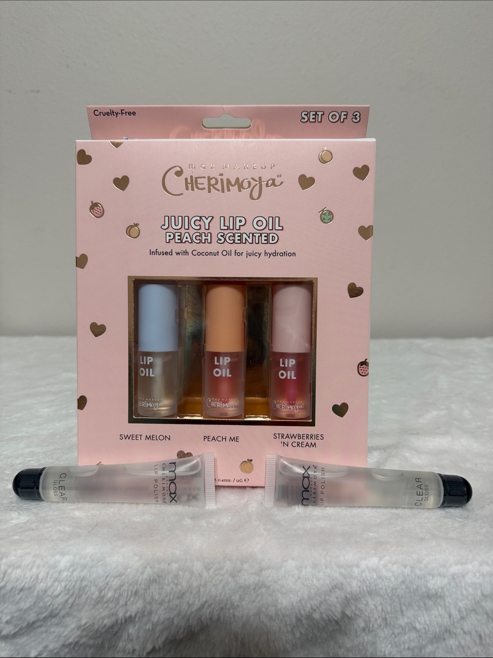 5 Cherimoya Juicy Lip Oil Set - Peach Scented (Pink)